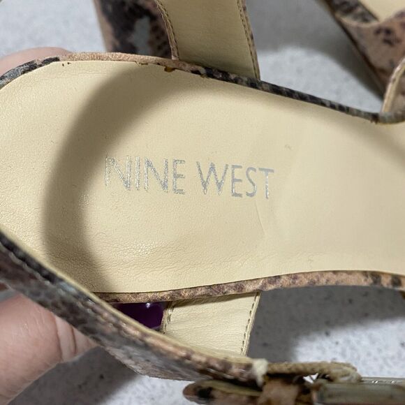 Nine West Funkyo Shoes US 8.5M Faux Lizard Platform High Heel Strappy Sandals - Picture 8 of 12